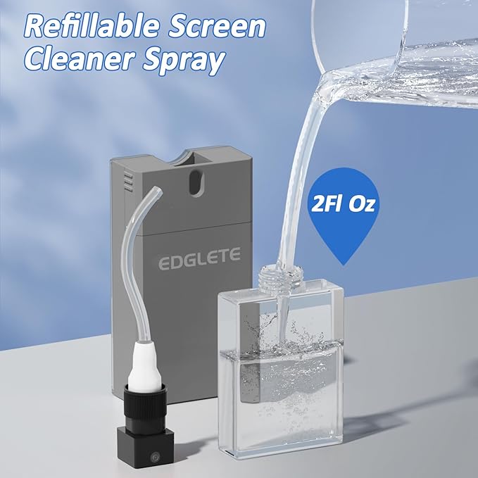 Screen Cleaner Spray and Wipe, Streak-Free Computer Screen Cleaner, Portable Laptop Cleaning Kit for Phone Car Touchscreen Monitor PC MacBook iPad TV Electronic, Refillable 2oz Spray Microfiber Cloth