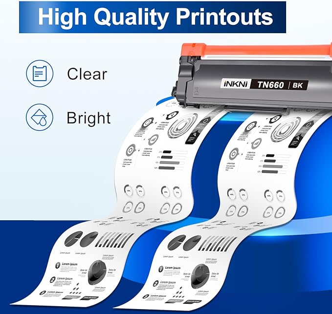 InkNI Compatible TN660 Toner Cartridge Replacement for Brother TN660 TN630 High Yield Compatible for Brother HL-L2300D DCP L2540DW HL L2320D HL L2360DW HL L2380DW MFC L2700DW Printer (Black, 2-Pack)