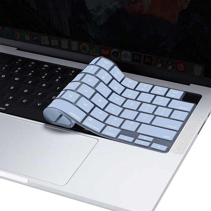 MOSISO Keyboard Cover Skin Compatible with MacBook Air 15 inch M3 A3114 M2 A2941/Air 13.6 A3113 A2681/Pro 14/16 M4 M3 M2 M1, Pastel Blue