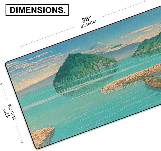 MPCO. Ukiyo-E Large Gaming Desk Pad - 36" x 17" Duraglyde Fabric Izuno Mitsu Desk Mats - Washable, Smooth Glide for Precision Gaming & Work