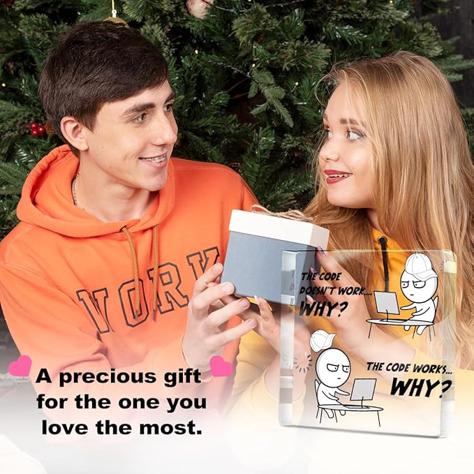 Funny Programmer Gifts for Men, It Tech Computer Science Engineering Gifts for Software Engineer, The Code Doesn't Work Why, Humorous Acrylic Plaque Desk Decorative Signs for Office Cubicle