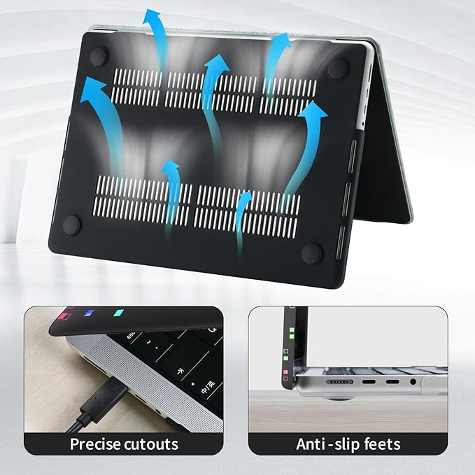 DTangLsm for M4 MacBook Air 13 inch Case 2025 2024-2022 M3 M2 A3240 A3113 A2681, Clear Plastic Hard Case for MacBook Air 13.6 inch Laser Print Laptop Shell&Keyboard Cover for Mac Air M4,Squares Black