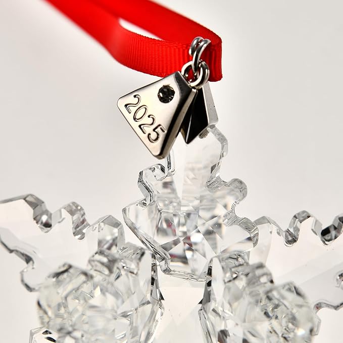 Annual Edition 3D Ornament 2025,Christmas Tree Ornaments Crystal Sun Catcher Home Hanging Decor (3D-Clear)