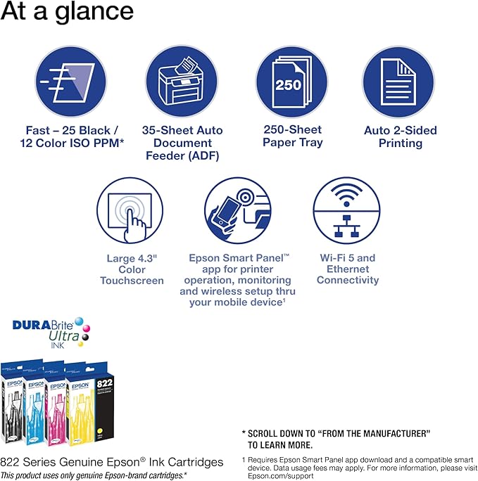 Epson® Workforce® Pro WF-4820 Wireless Color Inkjet All-In-One Printer, Black, Large