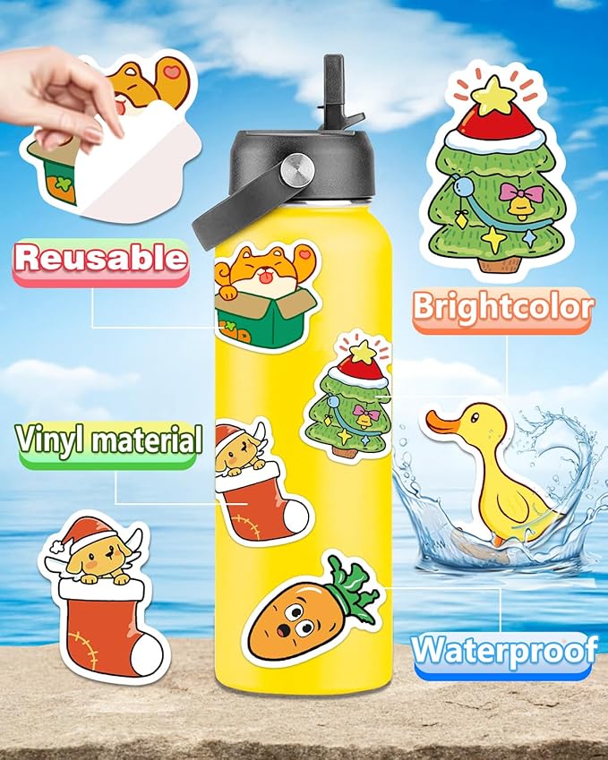 100 PCS Water Bottle Stickers for Kids Teens Girls, Aesthetic Cute Vinyl Waterproof Vsco Cool Stickers, Laptop Bulk Skateboard Computer Classroom Sticker Packs for Students Teachers