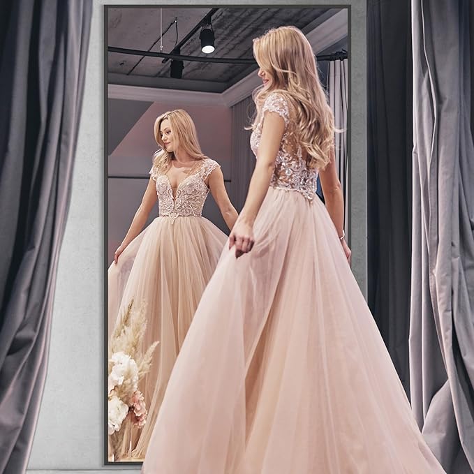 MELOMOIR 82"x44" Oversized Floor Mirror Freestanding, Oversized Mirror Full Length for Bedroom Living Room Dressing Room Gym Yoga Hair Salon, Black Mirror Full Length with Shatterproof Tempered Glass