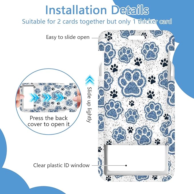 Puppy Paw Lanyard with Id Holder, Cute ID Badge Holder with Retractable Lanyard, ID Holder with Badge Reel Clips,Animal Keychain Name Tag ID Card Holder Teacher Women Doctor Office Gift