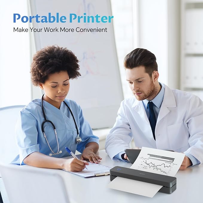 iDPRT Portable-Printer Wireless for Travel, Bluetooth Thermal Printer Support 8.5" x 11" US Letter&A4&A5 Size,300DPI Inkless Printers for Home Use,Compatible with Android and iOS Phone&Laptop,Black