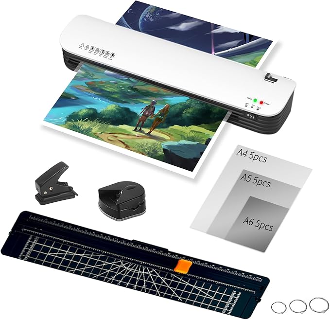 13 Inch Laminator Machine for Documents and Photos, 6 in1 A3/A4 Thermal Laminator Machine with Never Jam Technology, 15 Laminating Sheets, Use for Home Office School or Business