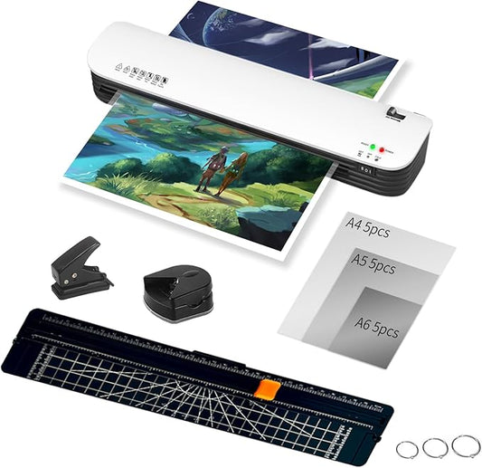 13 Inch Laminator Machine for Documents and Photos, 6 in1 A3/A4 Thermal Laminator Machine with Never Jam Technology, 15 Laminating Sheets, Use for Home Office School or Business