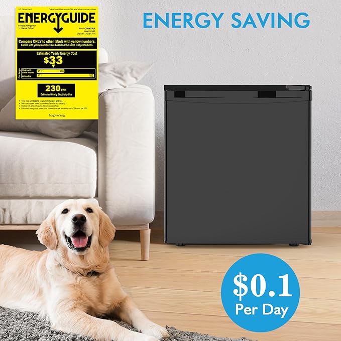COWSAR 1.6 Cu.Ft Compact Fridge with Freezer, Refrigerator with 7 Temperature Settings, Energy-efficient Low Noise Small Refrigerator Suitable For Dorm, Office, Bar, RV, Bedroom, Commercial