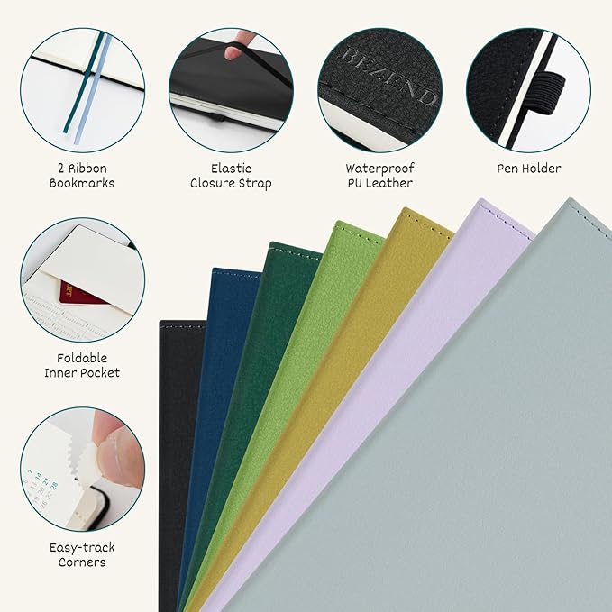 BEZEND Pocket Planner 2026 Weekly and Monthly (3.5" x 6"), 2-Column Calendar Book for Purse (Jul 25-Dec 26), Dual Schedule for Daily Appointment, Inner Pocket, PU Leather Hardcover - Dutch Blue