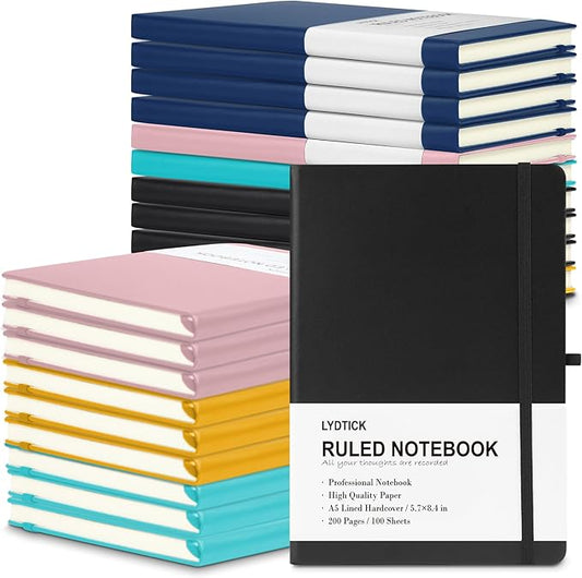 20 Pack Journals for Writing College Ruled Notebooks Journal in Bulk, Hardcover Notebooks (200Pages) for Note Talking, Lined Bullet Journals for Home School Office, 5.7"x8.4", 5 Colors