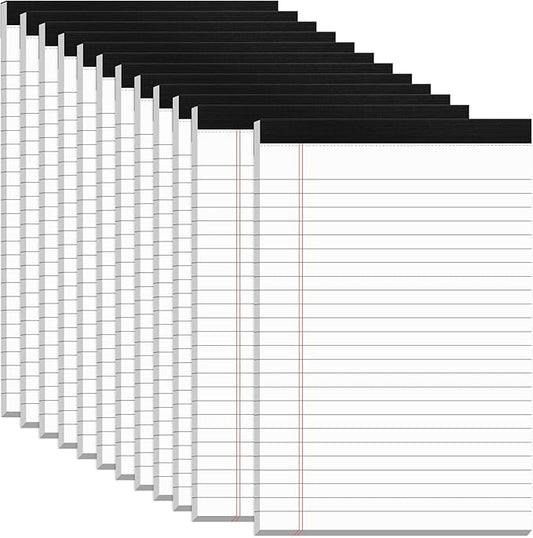 12 Pack Note Pads 5x8, Small Legal Pads 5x8 White Writing Paper for Work, Mini Notepads College Ruled Paper with Sturdy Back 25 Lines, Perforated Legal Note Pad 5" x 8", 30 Sheets Per