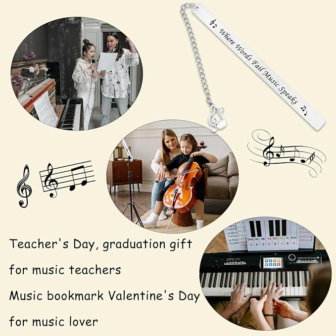 Music Bookmark Gifts for Music Lovers Bookish Bookworms Teacher's Day Graduation Gift for Teachers Students Back to School Birthday Christmas for Musicians Reading Lover Women Men