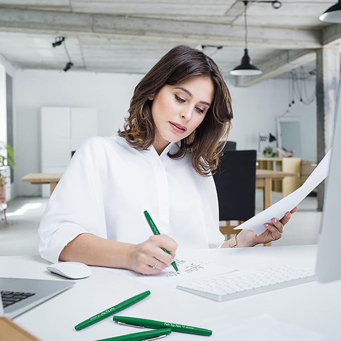 Lelix Felt Tip Pens, 60 Green Pack, 0.7mm Medium Point, Felt Tip Markers Pens for Journaling, Writing, Note Taking, Planner, Perfect for School Office and Art Supplies