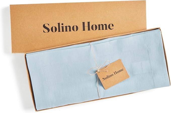 Solino Home Linen Ice Water Table Runner 132 Inches Long - 100% Pure Linen Extra Long Table Runner 14 x 132 Inch - Fete