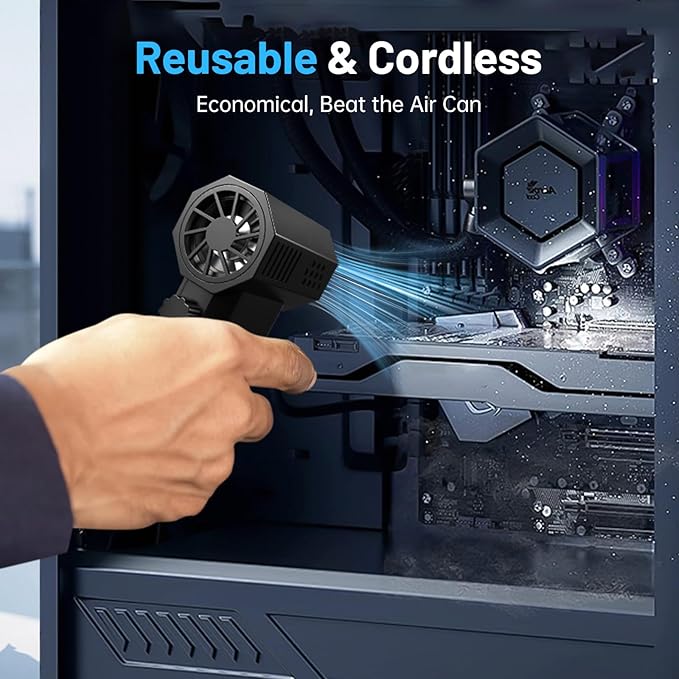 Compressed Air Duster, 130000RPM Super Power Cordless Air Duster Replace Compressed air can Gear Adjustable Mini Blower Dust Blower for Computer Keyboard House Outdoor and Car