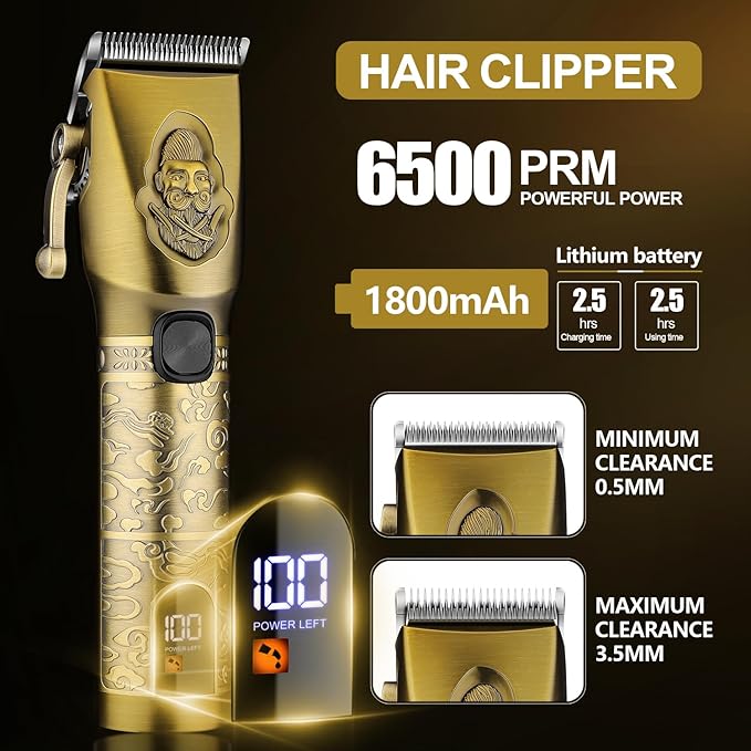 RESUXI Professional Hair Clippers for Men T-Blade Trimmer Electric Shavers Razor Set,Cordless Beard Trimmer for Men Barber Clippers for Hair Cutting Grooming Kit