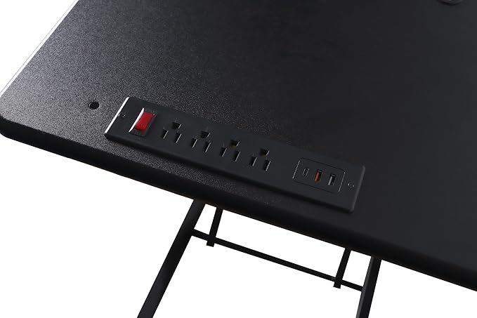 Rocelco 37.4" Electric Standing Desk Converter with AC USB Charger - Motorized Height Adjustable Sit Stand Up Dual Monitor Riser - Tabletop Computer Workstation - Large Keyboard Tray - Black (R EDRB2)