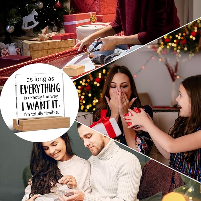 Funny Office Gift Humor Gifts for Coworker Colleague Leader Boss Office Clear Desk Decorative Sign Acrylic Sign With Wooden Stand for Desk Table Shelf