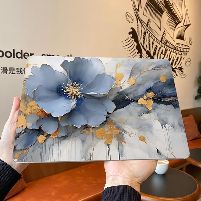 Teryeefi Compatible with M2 M1 MacBook Pro 13 inch Case A2338 A2251 A2289 A2159 A1989 A1706 A1708 (Release 2016-2020 2022),Protective Slim Cover+Keyboard Cover for MacBook Pro 13 Touch Bar, Art Floral