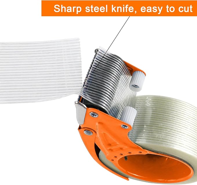 BOMEI PACK Metal Packing Tape Dispenser, 2inch Heavy Duty Handheld Heavy Tape Dispenser, 2Pcs, Orange