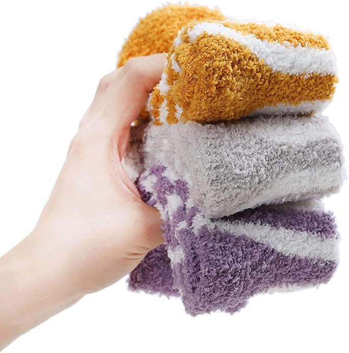 Womens Fuzzy Socks Microfiber Soft Cozy Warm Slipper Sleeping Winter Sock Fluffy Cabin Plush Stocking Stuffers