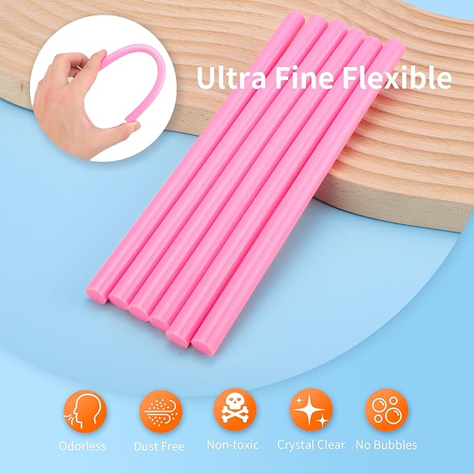MATUFF Pink hot Glue Sticks Full Size 0.43” Dia x 8” Long, 52 pcs Hot melt Adhesive Glue Sticks, All-Purpose Colored Glue Gun Sticks for Christmas Decoration Crafts Arts School Home Repair Bonding