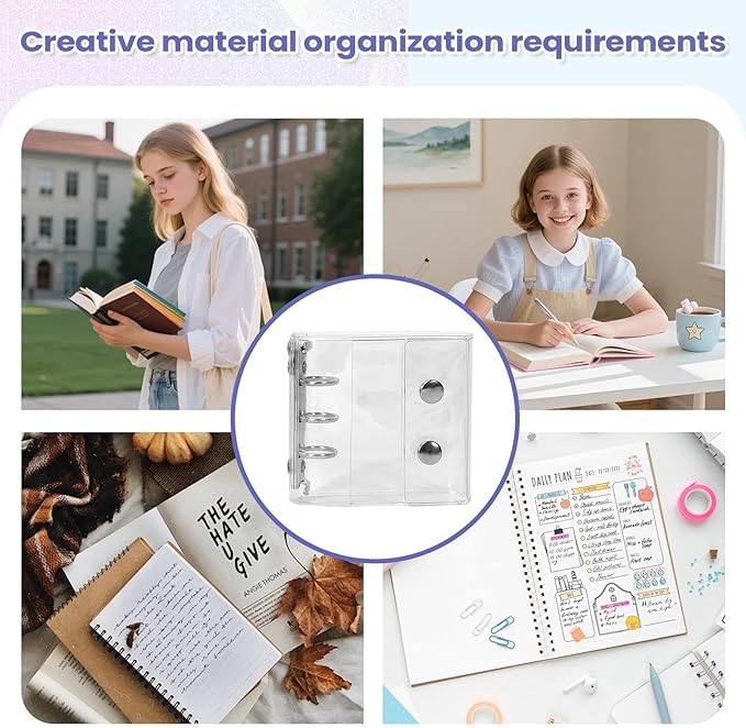 Clear Paper Binder - Photo Collecting Book - Portable Sticker Book - for Journal Cards Receipts Tickets Small Accessories Students Teachers Office Professionals Administrative Staff School