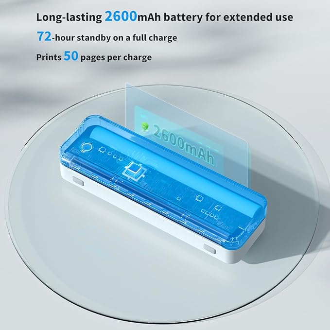 JADENS Portable Printers Wireless for Travel, Thermal Inkless Printer, Support 8.5" X 11" Thermal Paper, Compatible with iOS, Android & Laptop