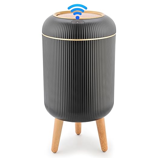 Pukomc Smart Sensor Wastebasket, Convenient and Hygienic Easy to Use, Technology Sensor Waterproof Wastebasket Plastic Trash can for Kitchen, Bathroom, Bedroom, Living Room, Office and Outdoor Black