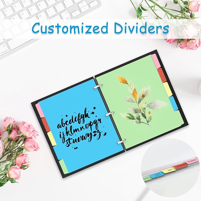 Binder Dividers for 3 Ring Binder, 1/5 Cut Tabs, Letter Size, Blank Write On Page Dividers with 5 Big Tabs for School Office Home, 4 Sets, 20 Dividers, Colorful