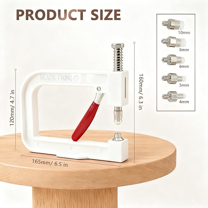 Pearl Setting Machine Hand Press Tools 2 Boxes White No Holes Pearl Beads with Rivet Studs Screw Heads L Hexagon Wrench for Decorating Clothes Hat Trousers Dresses Bag Hair Band DIY Crafts (White)