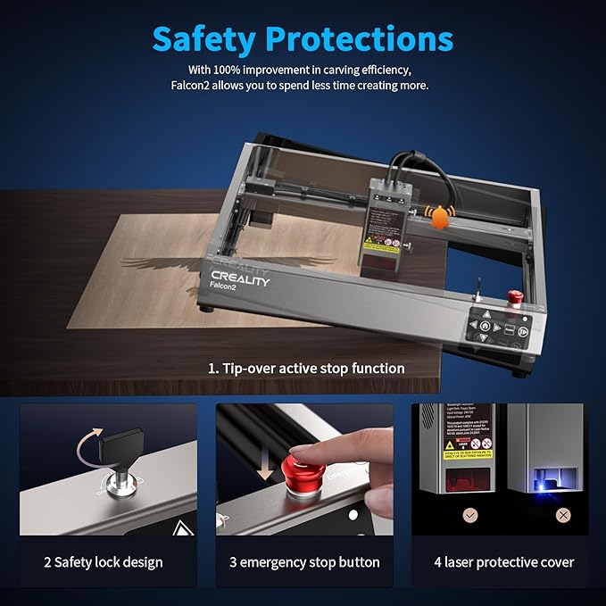 Creality Laser Engraver, Falcon2 40W Output Laser Cutter with Air Assist, 25000mm/min Speed & High Accuracy Laser Engraving Machine for Wood and Metal, Acrylic, Leather