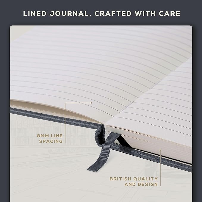 BEECHMORE BOOKS Lined Journal Notebook, 8.5 x 11.5 inch, A4 160 Lined Pages, Hardcover Leather Journals for Women, Men, Writing and Notebooks for Work - 120 GSM Thick Paper, Gifts Box Included