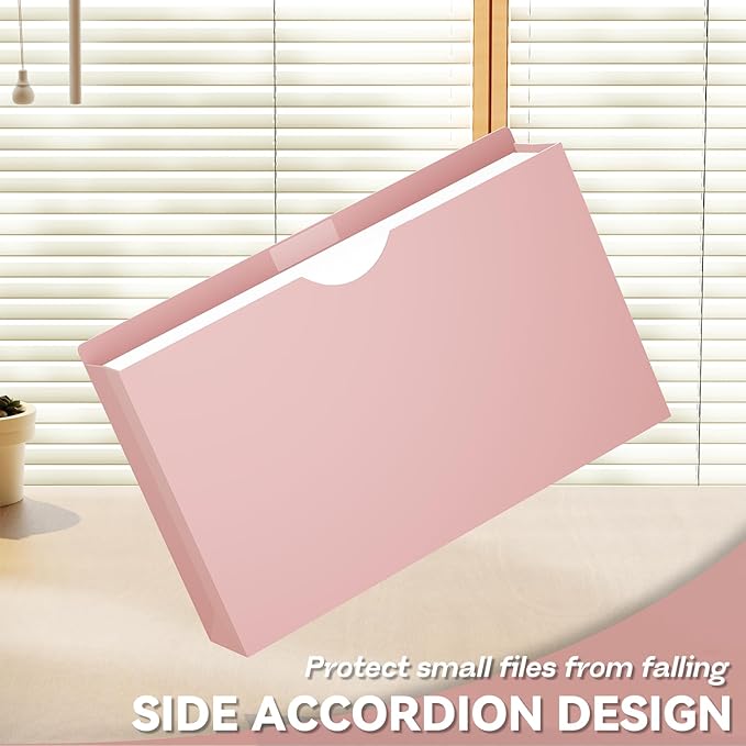 Plastic 3 Inch File Jackets,Legal Size,12 Pack Manilla Pocket Folders,Expandable File Jackets for Document,Heavy Duty Expansion Pocket,Straight Cut Tabs,Poly File Jacket,Pastel Color