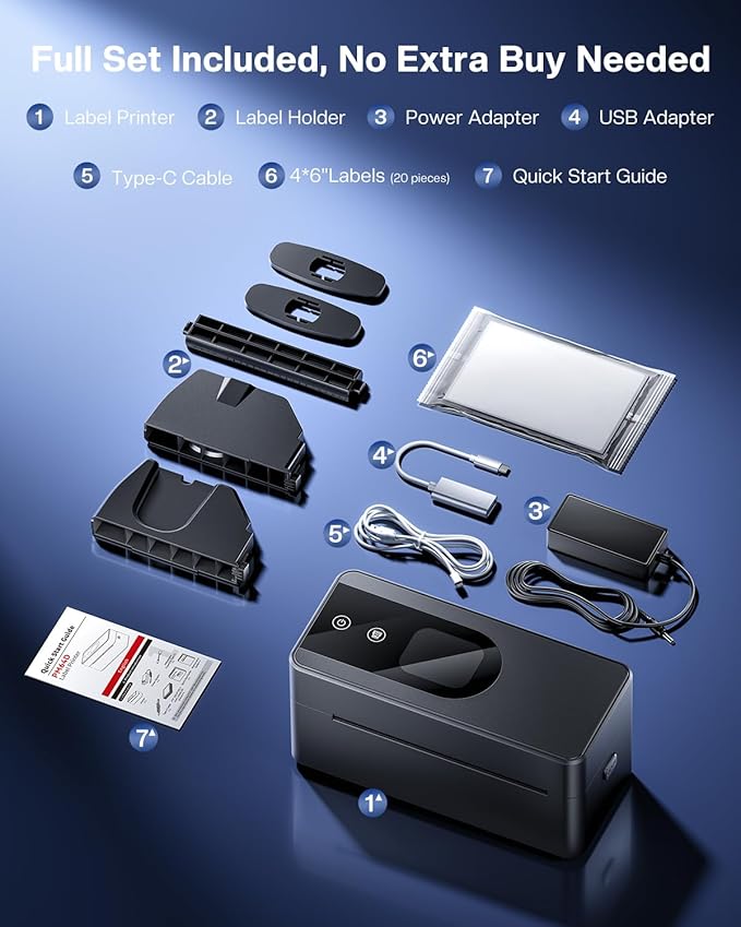 Phomemo Thermal Label Printer Upgraded with Touchable Screen, Shipping Label Printer for Small Business, 4x6 Wireless Thermal Label Printers for Shipping Package, Compatible with Amazon, Shopify, USPS