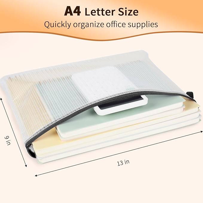 Umriox Zipper Mesh Document Pouch, 13.0 x 9.0 in (Black, 18 Packs), Clear Zipper Pouches, Waterproof Zipper Pouches for Office Supplies Cosmetics Travel Storage