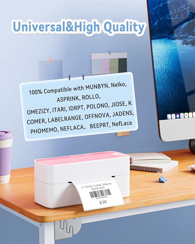 Phomemo 3"x2" Thermal Labels Roll - 1240 PCS Label Stickers for Small Business Supplies - Commercial Grade Logo Stickers for Business Customized - Waterproof Shipping Labels for Thermal Printer