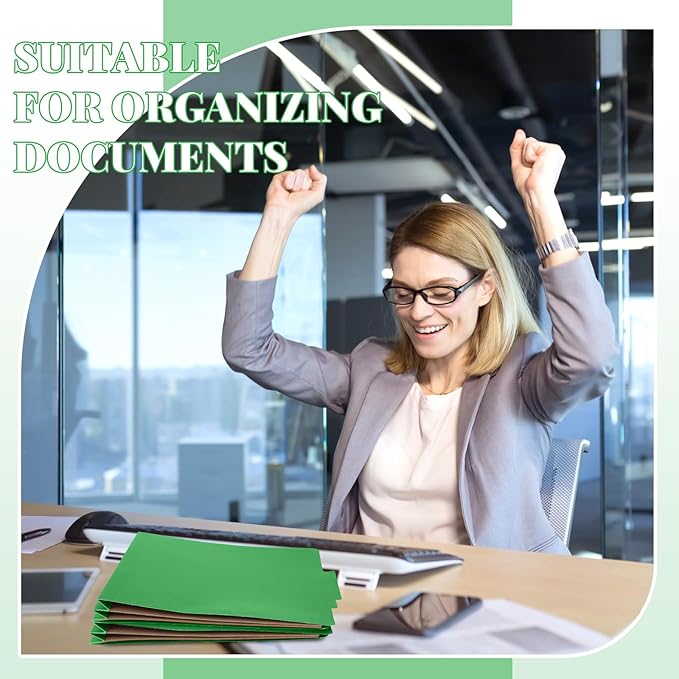 Skyygemm 24 Pcs Classification Folders Letter Size, 2 Pocket Dividers Pressboard File Folder with Fasteners, Expanding File Organizer Bulk for Teachers, Clergy, Office, Church, Christmas (Green)