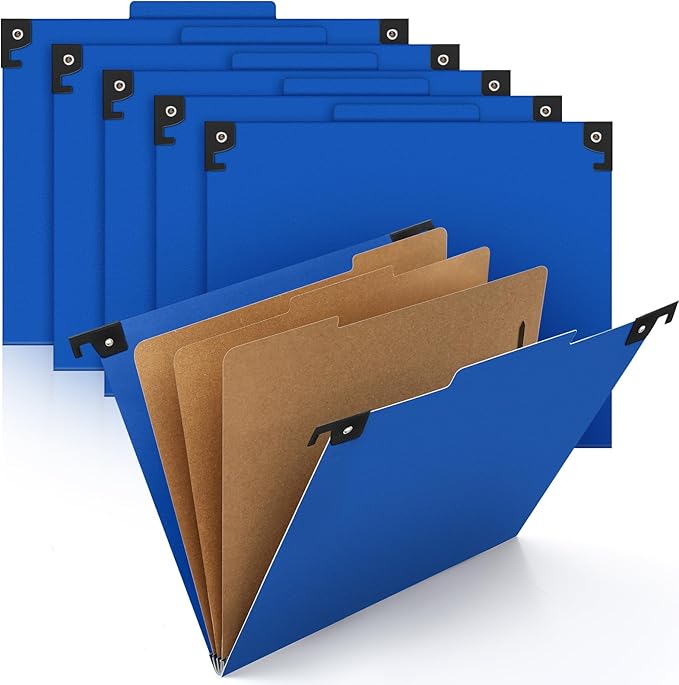 Henoyso 10 Pcs Hanging Classification Folders 3 Dividers Letter Size File Classification Folders 2 Expansion with Fastener Top Tab Organizer Blue Heavy Duty Organizer for Teacher Office Medical