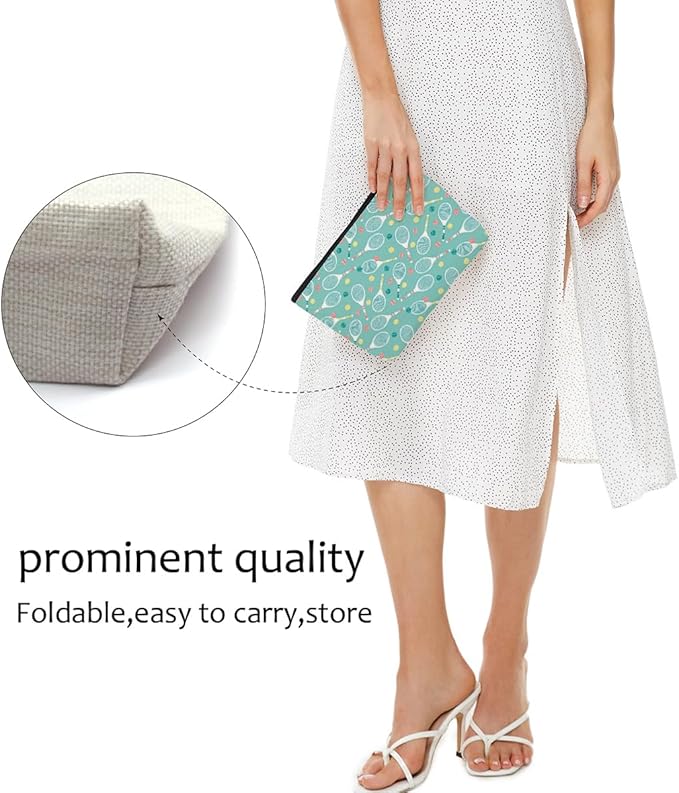 4 PCs Inspirational Makeup Bag - Tennis Accessories Gift Cosmetic Bag Toiletry Bag, Player Graduation Birthday Gifts for Women Girls, Tennis Lovers Sister Team