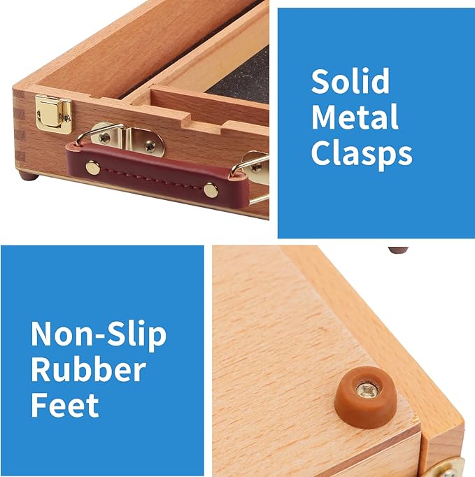 Falling in Art Wooden Tabletop Easel, Solid Wood Sketchbox Desktop Easel for Painting, Portable Art Drawing Easel for Beginners and Professionals