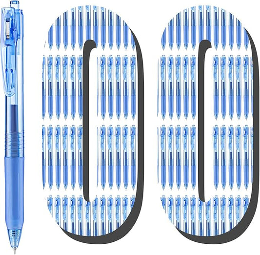 Aozora Gel Pens Fine Point Smooth Writing Pens Retractable Pens 0.5mm Quick Dry Office School Supplies (Blue-100pack)