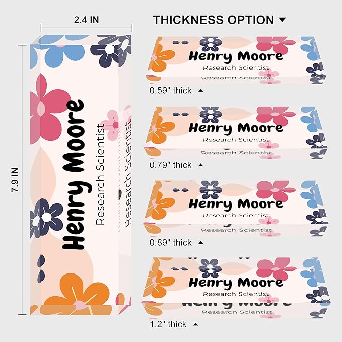 Custom Name Plate for Desk, Personalized Acrylic Office Name Sign with Name & Title, Elegant Desk Decor for Women Men, Employee Appreciation Gift (Colorful Flower)