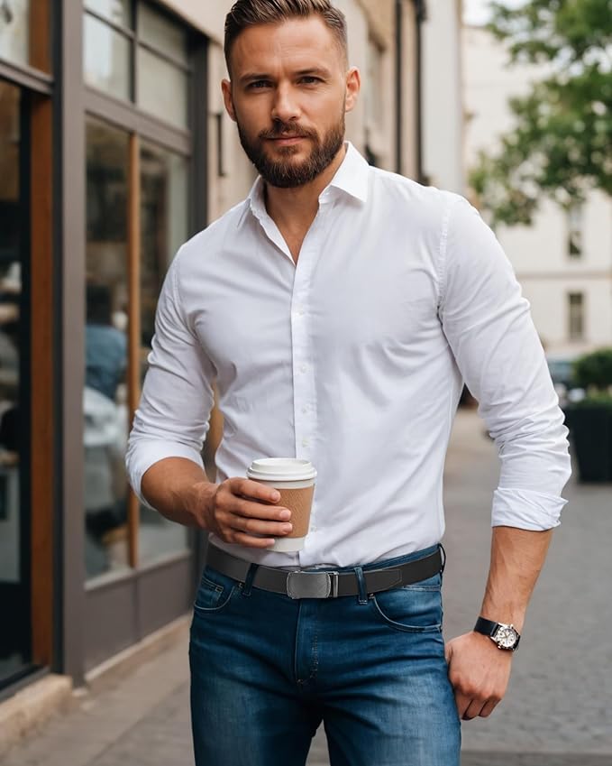 CHAOREN Mens Belt Leather Ratchet Belt - Customizable Fit, Effortless Style (35mm)