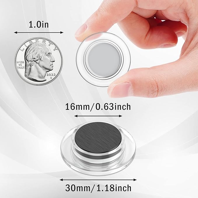 VNDUEEY 45 Pcs Round Whiteboard Magnets, Fridge Magnet Decorative, Dry Board Refrigerator Magnets, Small Magnet Teacher Supplies for School, Home, Office(Clear, 3cm/1.18in)