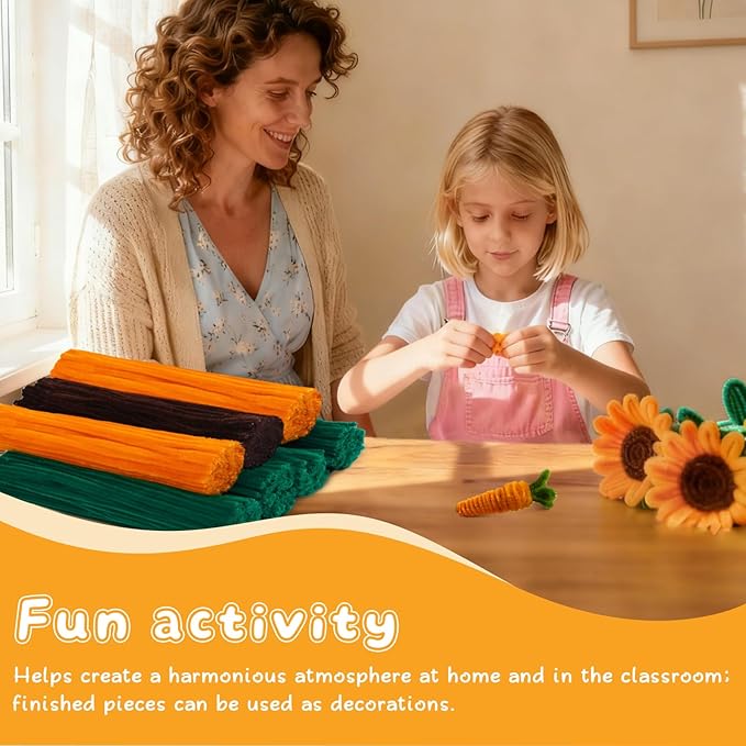 UzecPk 690PCS Pipe Cleaners for Crafts, Pipe Cleaner Sunflower Kit, Pipe Cleaner Flowers Kit with Instructions, Sunflower Pipe Cleaners for Flowers DIY Art and Craft Decorations