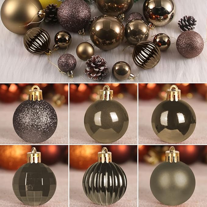 Vintage Copper 3.2" Large Christmas Balls - Christmas Tree Decoration Ornaments Shatterproof Hanging Balls for Birthday Halloween Holiday Wedding Decorations Set of 10pcs